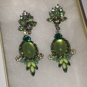 Brazilian Rhinestone Green Carnival Earrings